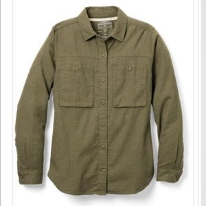 REI Co-op Wallace Lake Flannel Women’s Shirt in Army Cot Green Heather